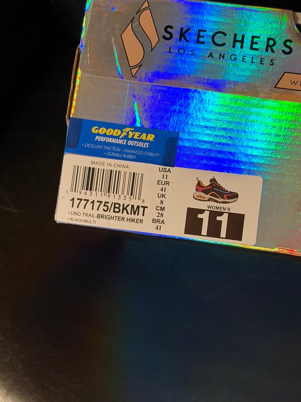 Skechers Black Pink Blue Yellow Accent Athletic Hiking Sneakers - New in Box - Picture 5 of 5